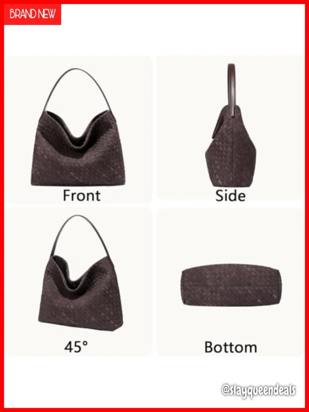 Women's Braided Faux Suede Tote Bag Trendy Crescent Shoulder Hobo Purse